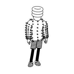 Illustration of a person in shorts looking down.