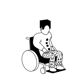 Illustration of a person sitting in a wheelchair.