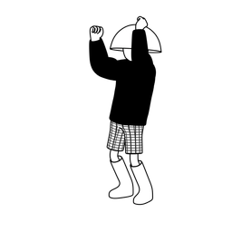 Illustration of a person in shorts and boots dancing.