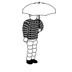 Illustration of a person holding an umbrella.